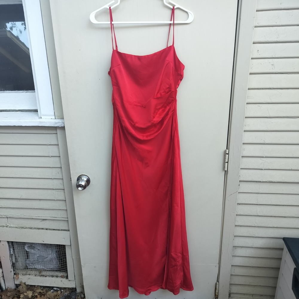 ASTR The Label Ruched Maxi Slip Dress‎ Red Size M